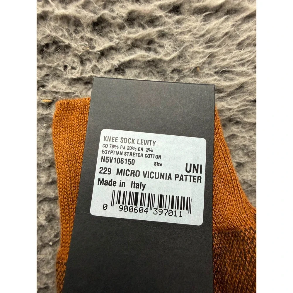 NWT Zegna Levity Egyptian Cotton Knee Sock Micro Vicunia Pattern One Size Unisex